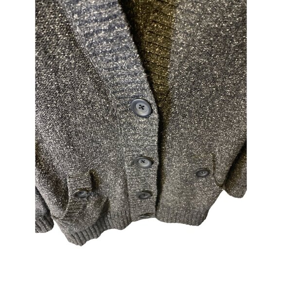 Jones New York Gray Knit Buttoned Grandpa Cardigan Sweater Sz M - Picture 4 of 7